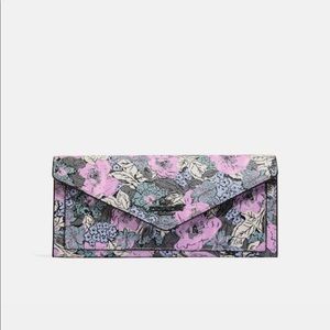 Coach Soft Wallet with Heritage Floral Print in Soft Lilac Multicolor